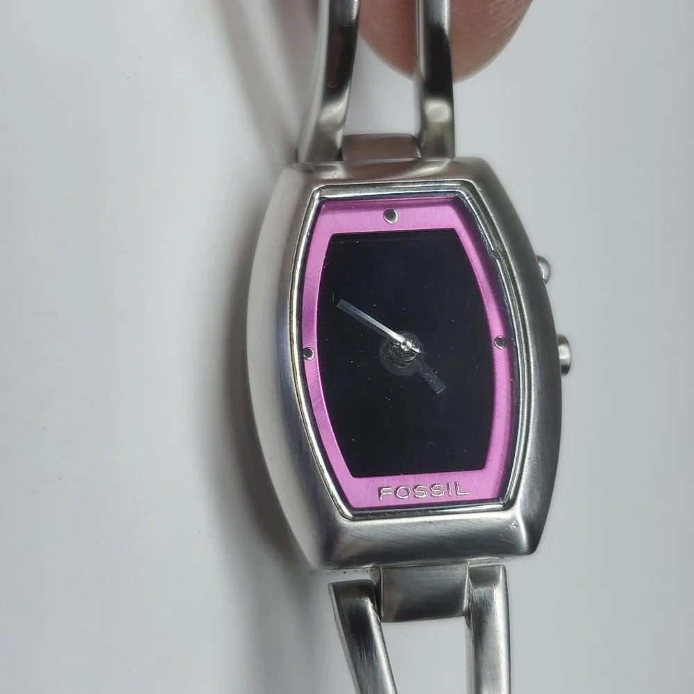 Vintage Fossil Watch ES9768 Big Tic Silver Metal Wristband